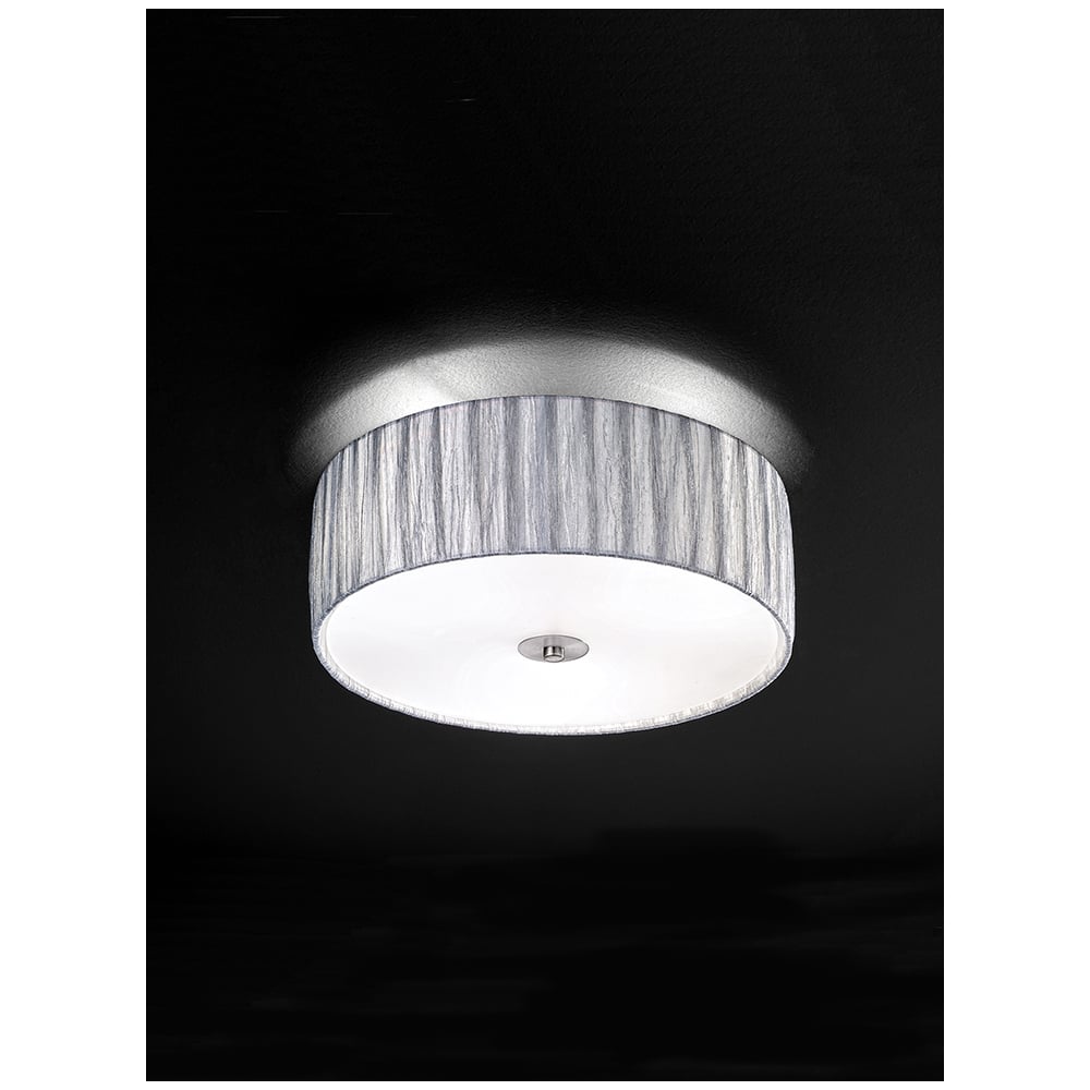 FL2283/3 Medium Satin Nickel and Silver Flush Ceiling Light