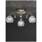 FL2296/3 3 Light Bronze, Crystal Semi Flush Ceiling Light