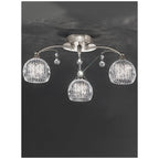 F2295/3 3 Light Satin Nickel, Crystal Semi Flush Ceiling Light