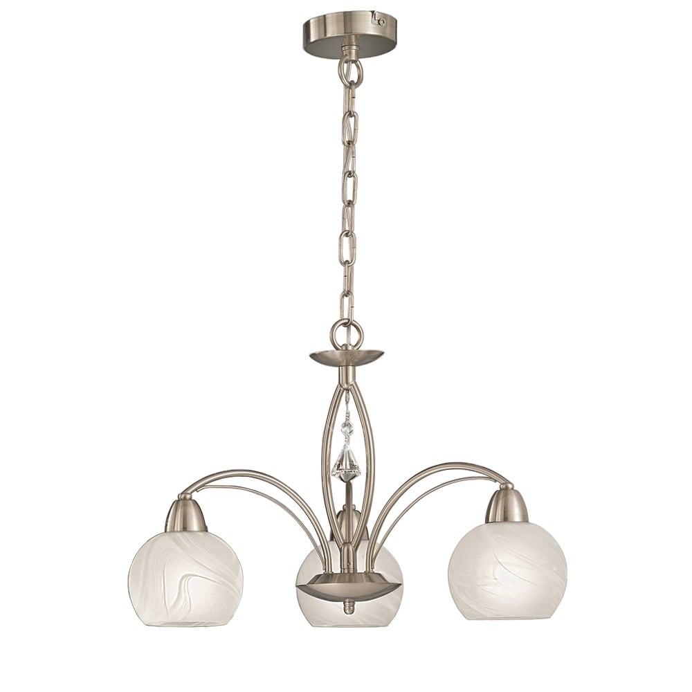 FL2277/3 3 Light Modern Satin Chrome & Crystal Ceiling Light