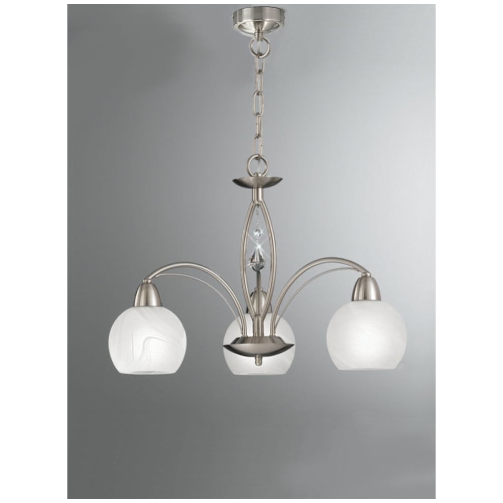 F2277/3 3 Light Modern Satin Chrome & Crystal Ceiling Light