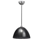 FL2290/1/953 Glass 1 Light Large Ceiling Pendant in Black Crackle