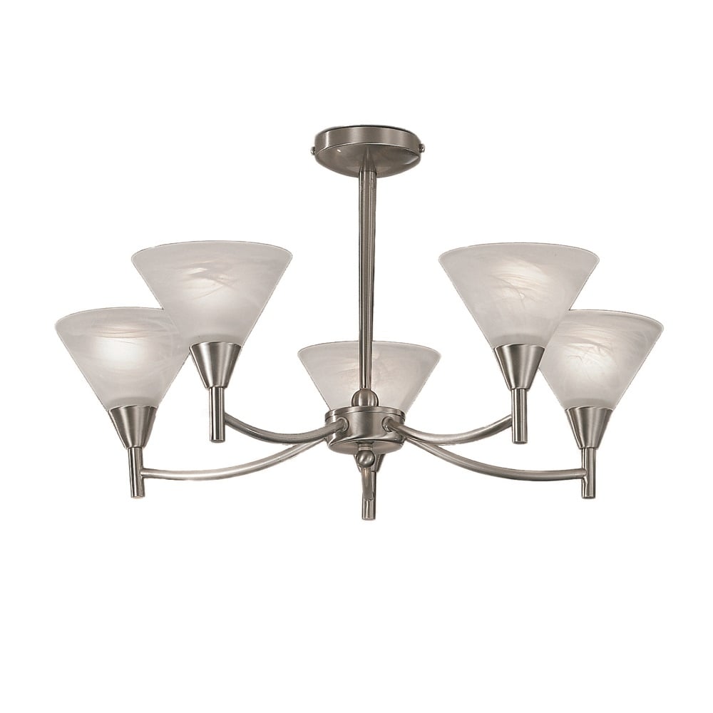 P9835 Harmony 5 Light Satin Nickel and Alabaster Semi-Flush
