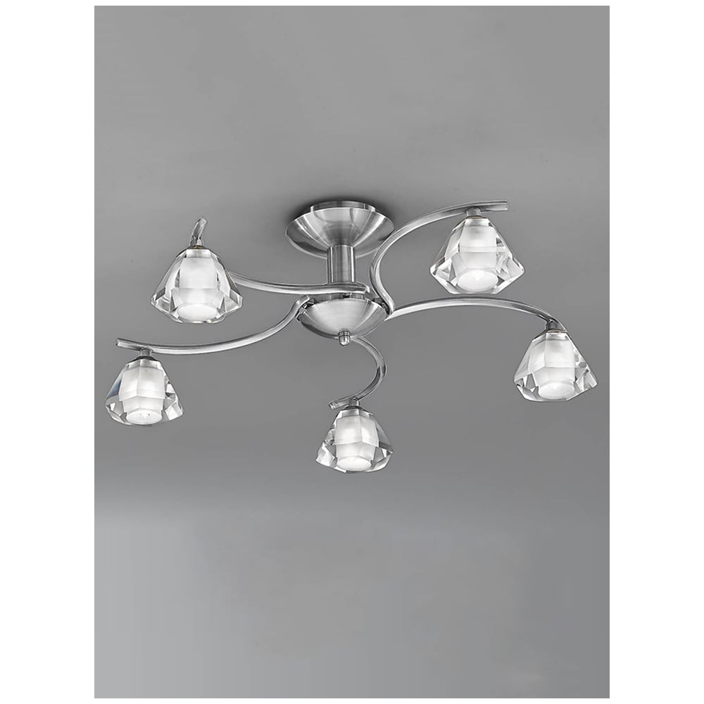 FL2294/5 5 Light Satin Nickel Semi Flush Light