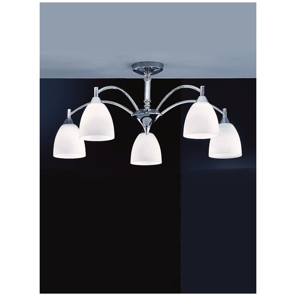 Modern 5 Light Chrome Semi-Flush Ceiling Light