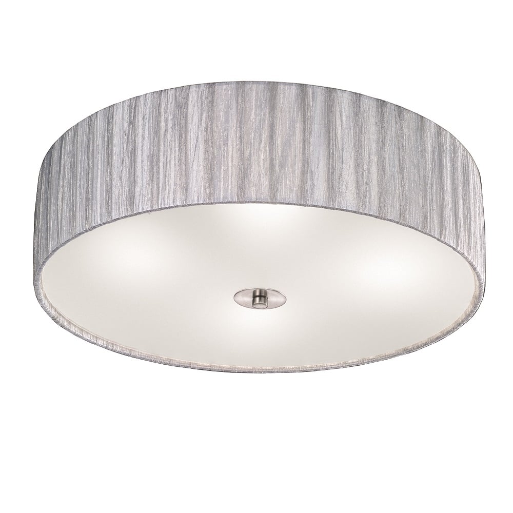 F2283/4 Large Satin Nickel and Silver Flush Ceiling Light