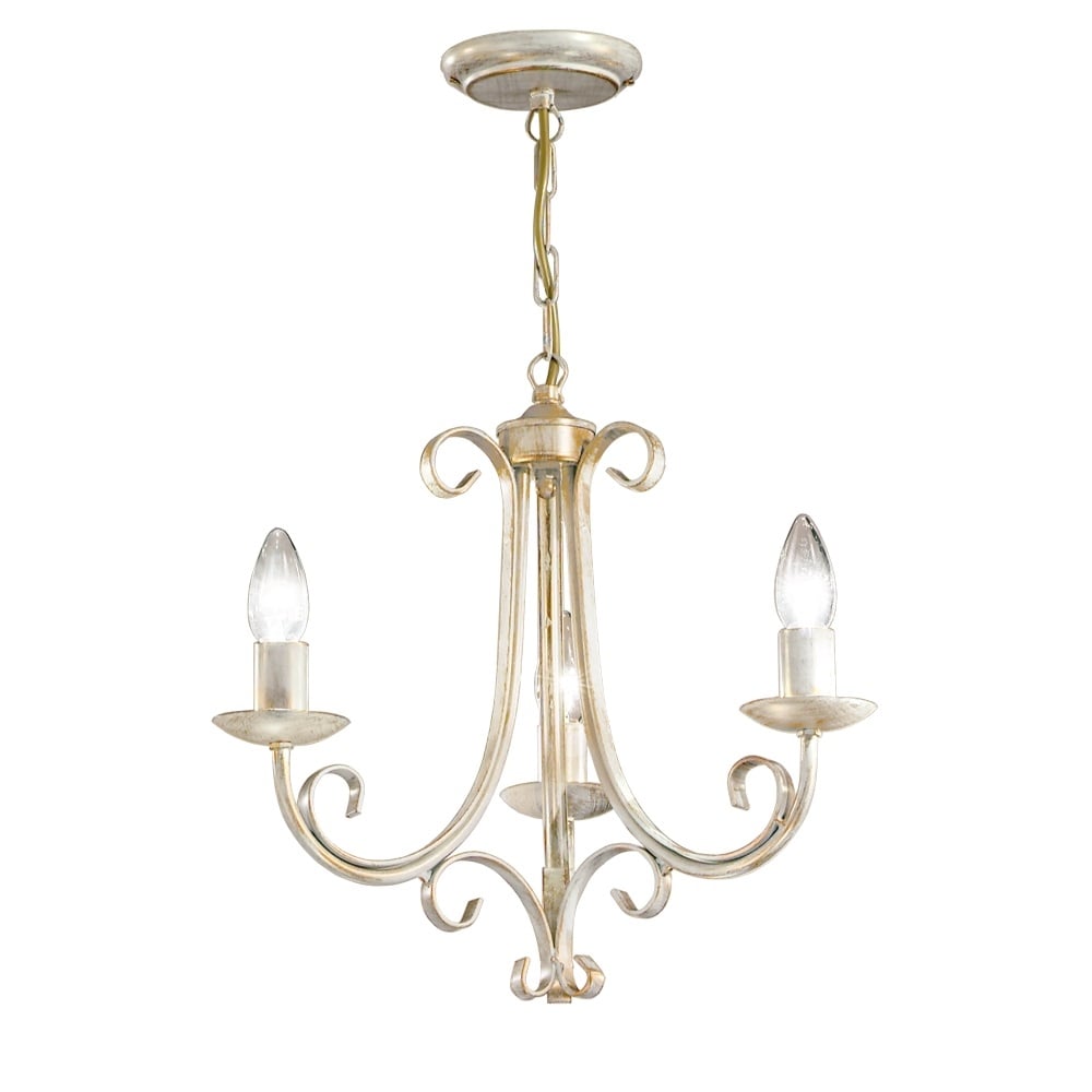 PE7613 Babylon White Gold 3 Light Chandelier
