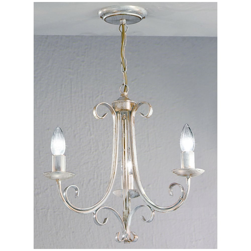 PE7613 Babylon White Gold 3 Light Chandelier