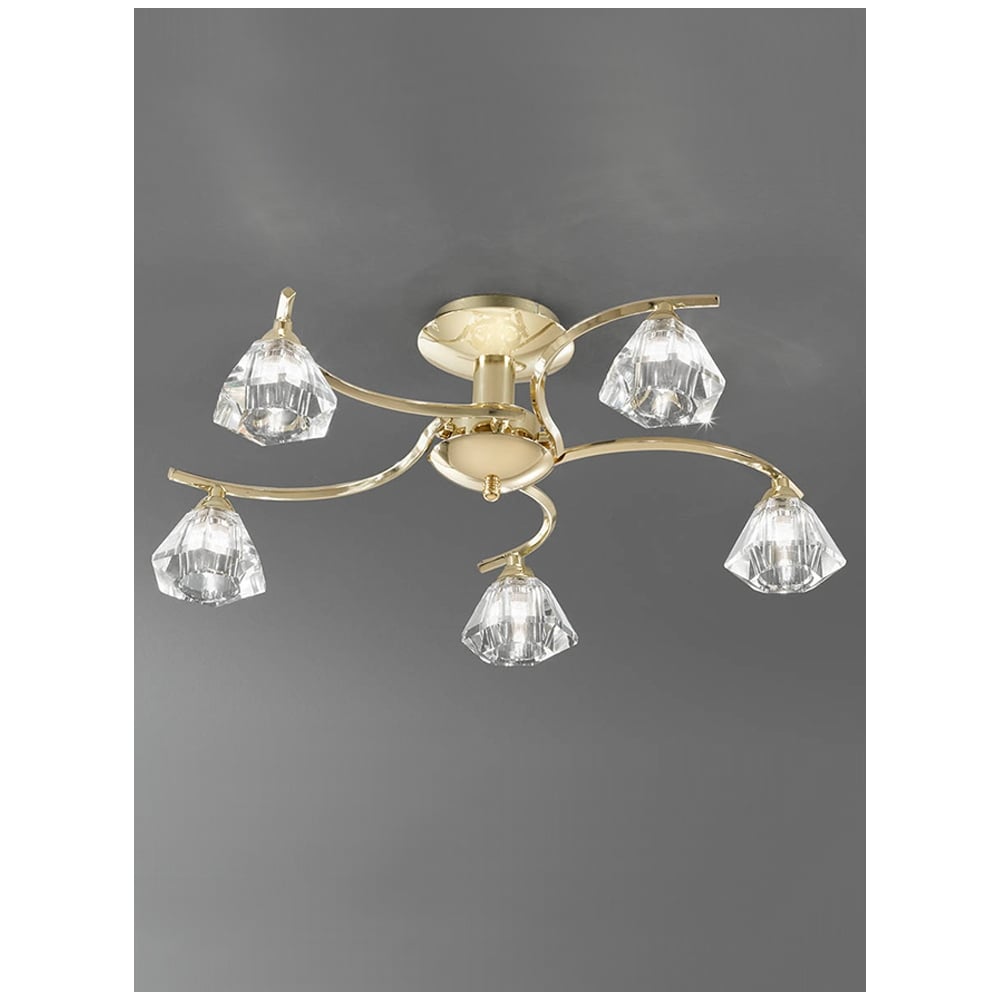 F2230/5 Brass 5 Light Flush Ceiling Lamp