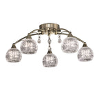FL2296/5 5 Light Bronze, Crystal Semi Flush Ceiling Light