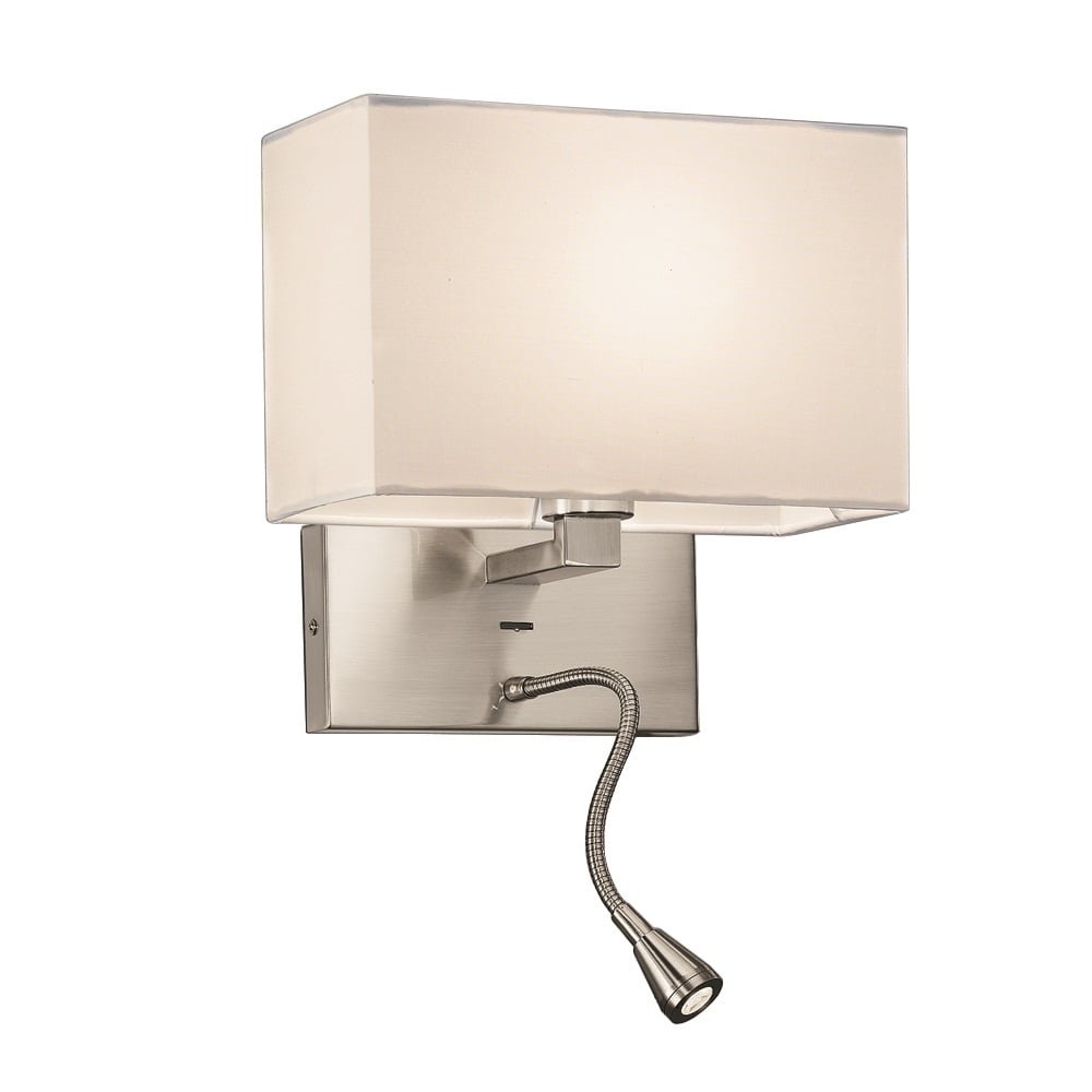 W046/9892 Satin Nickel 2 Light Adjustable Wall Light