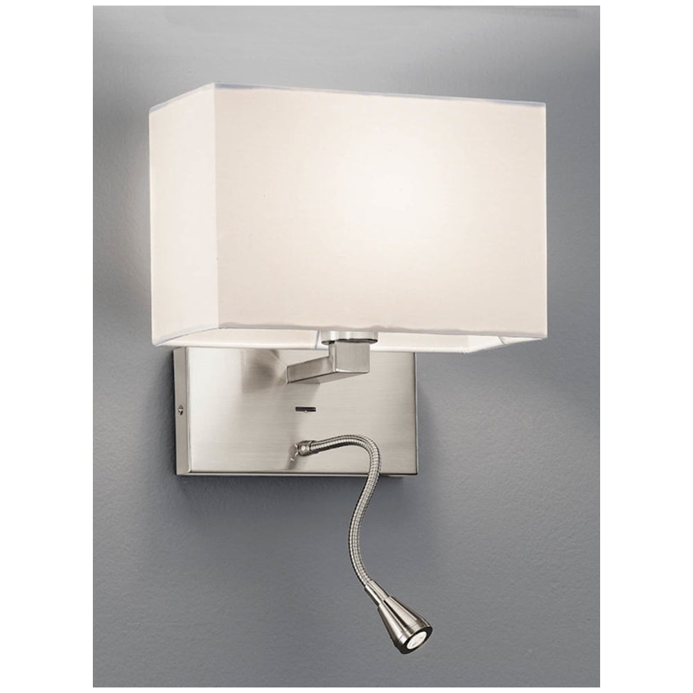 W046/9892 Satin Nickel 2 Light Adjustable Wall Light