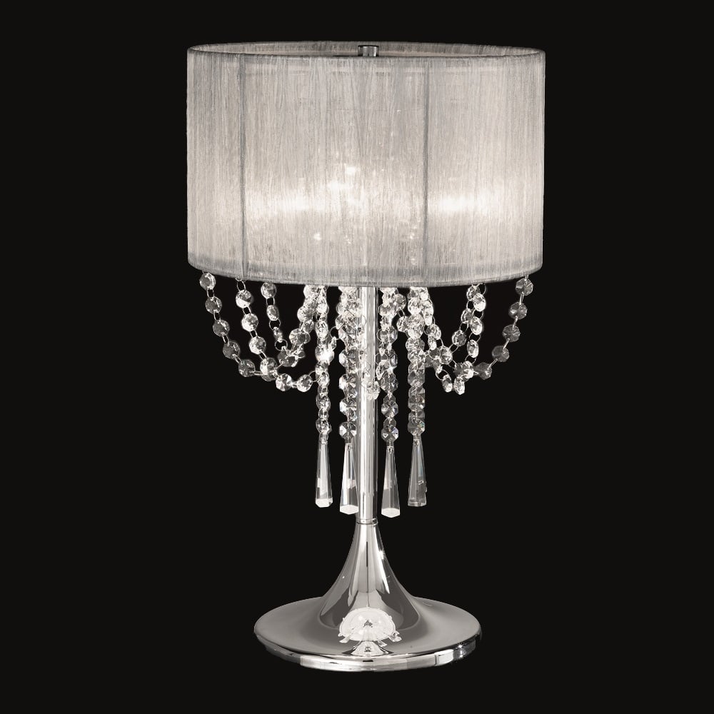 T970 3 Light Chrome and Crystal Table Lamp