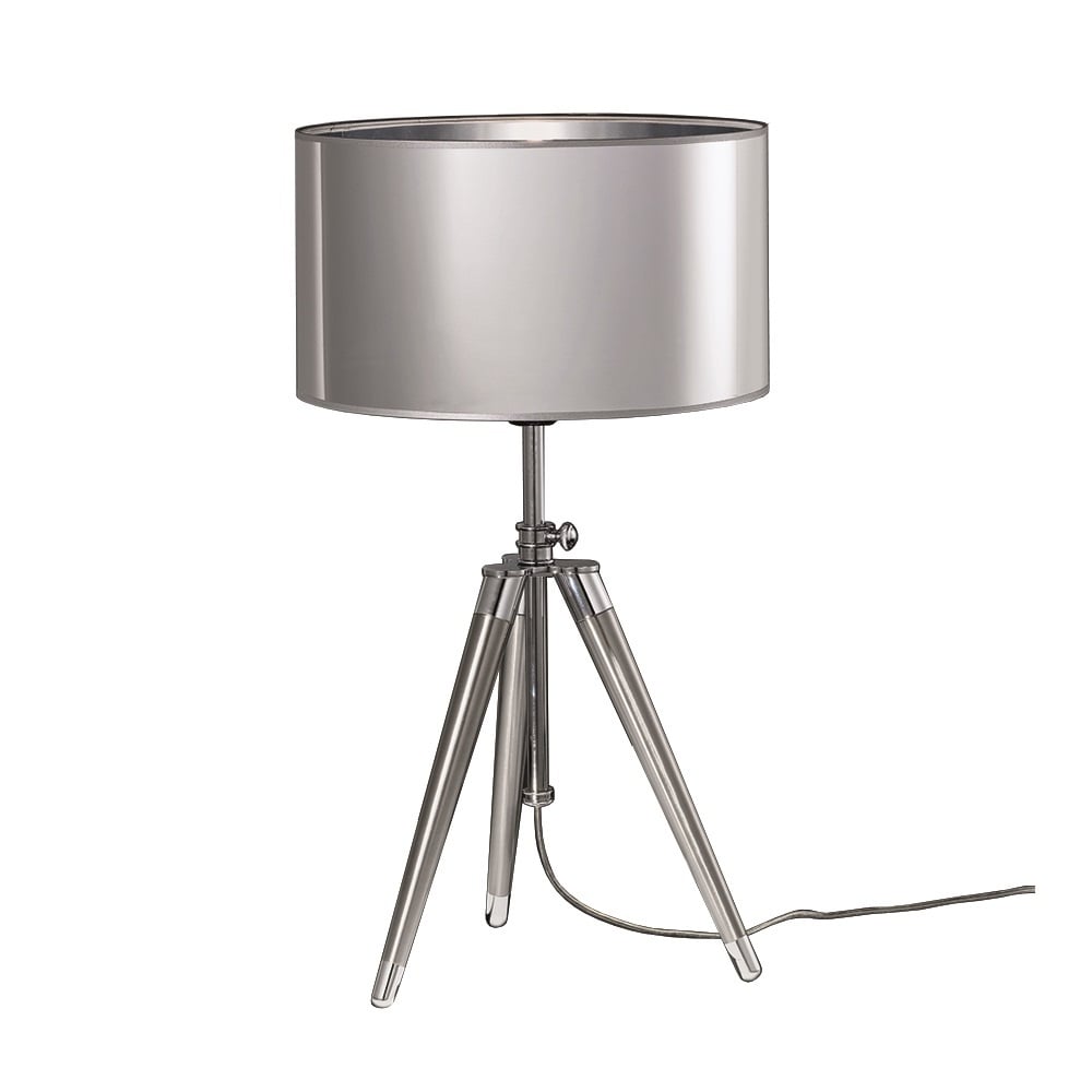 Modern Tripod in Satin Nickel Table Lamp