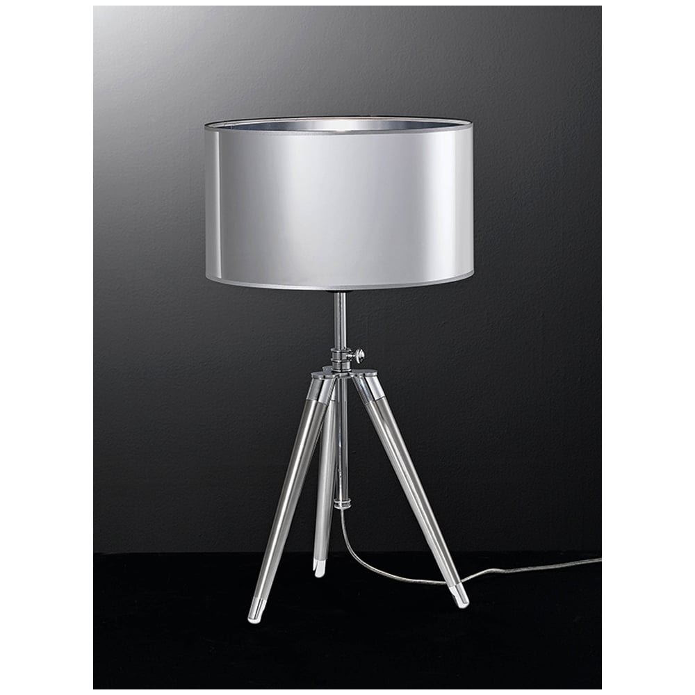Modern Tripod in Satin Nickel Table Lamp