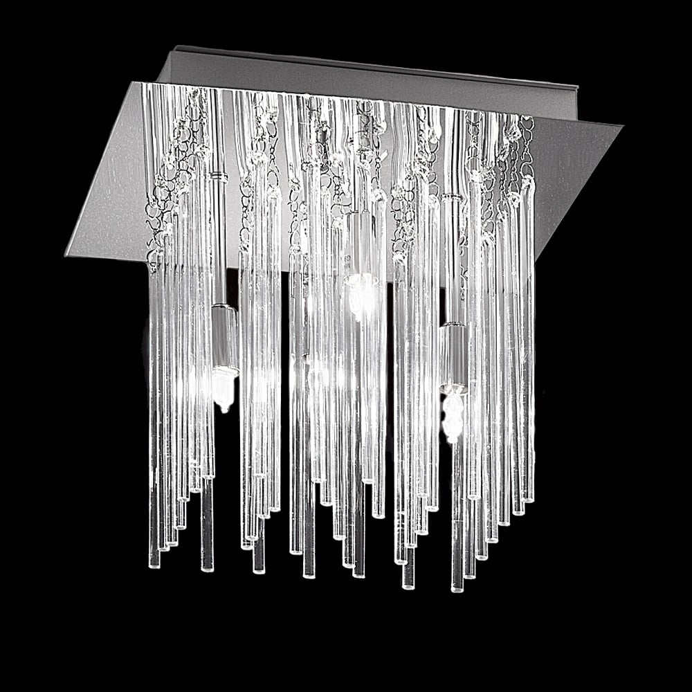 FL2093/4  4 Light Small Glass Rod Flush