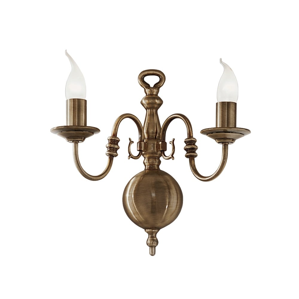 PE7942 Halle 2 Light Bronzed Brass Femish Large Wall Light