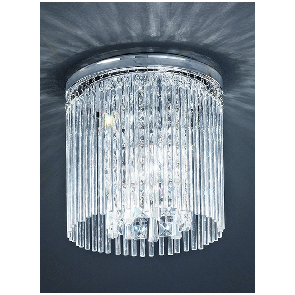 CF5726 Small Chrome & Crystal Flush Ceiling Light