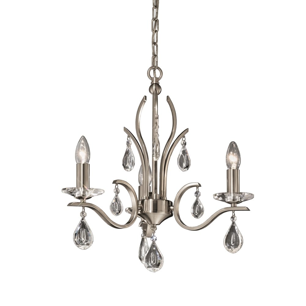 FL2298/3 3 Light Satin Nickel and Crystal Chandelier