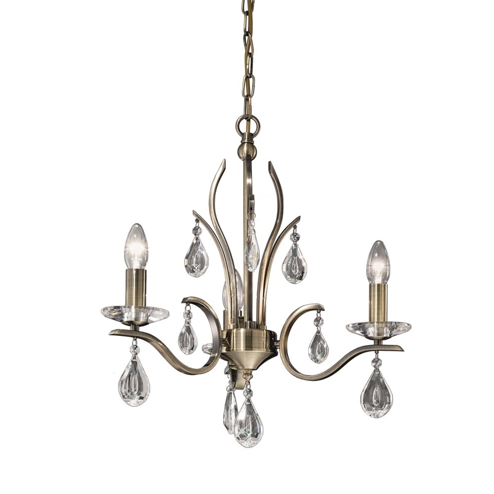 F2299/3 3 Light Bronze and Crystal Chandelier