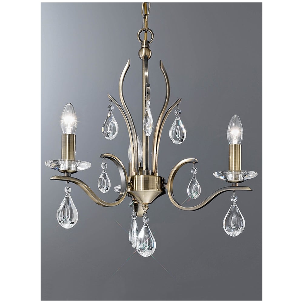 F2299/3 3 Light Bronze and Crystal Chandelier