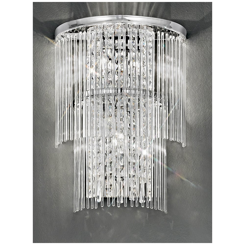 F2309/3 Chrome and Crystal Tiered Wall Light