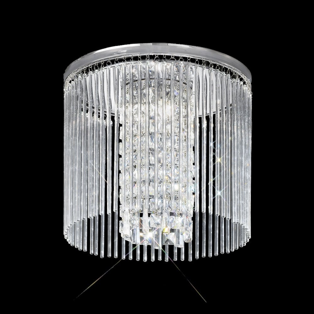 FC5727 Large Chrome & Crystal Flush Ceiling Light