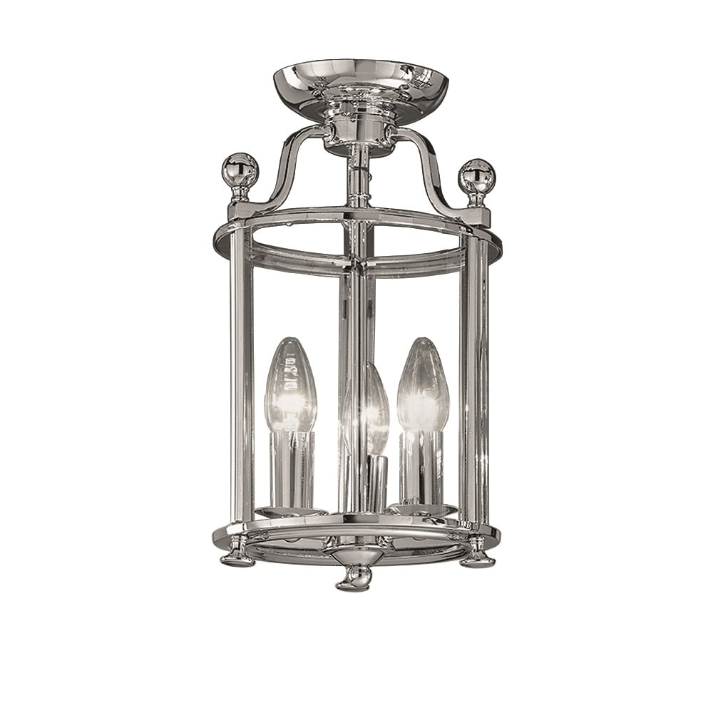3 Light Chrome Flush Lantern