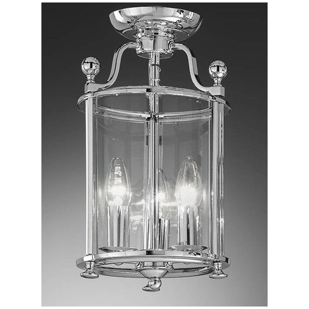 3 Light Chrome Flush Lantern