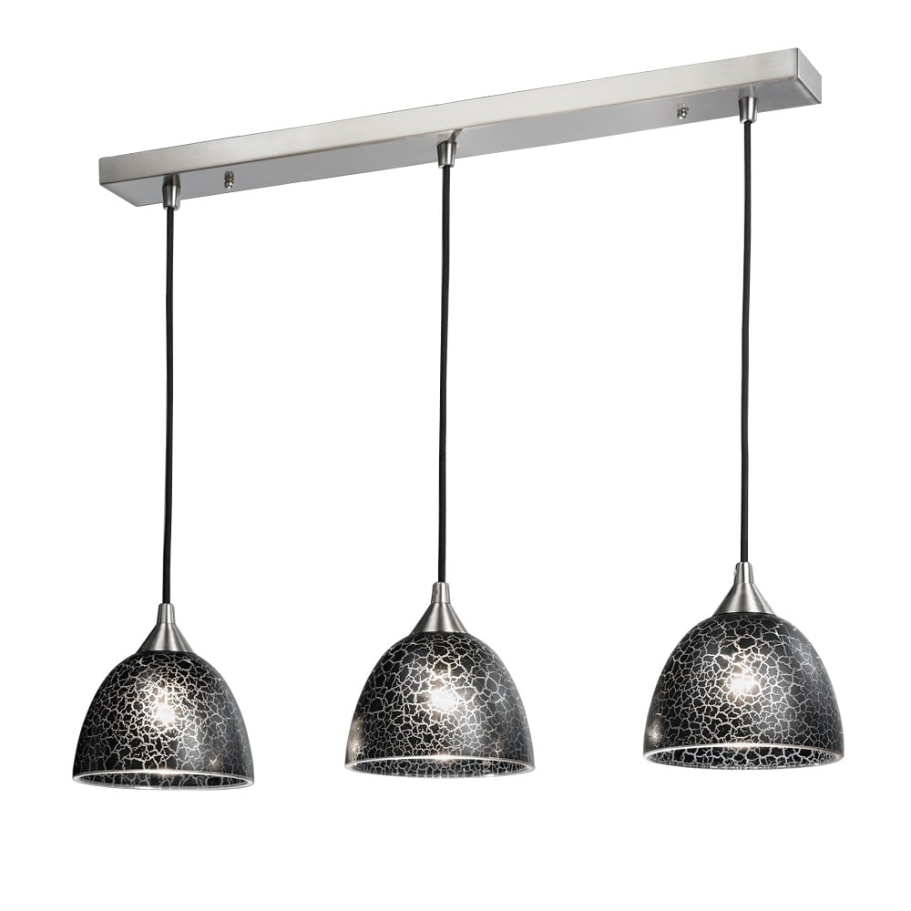 FL2290/3/952 Vetross 3 Light Ceiling Bar Pendant in Black Crackle