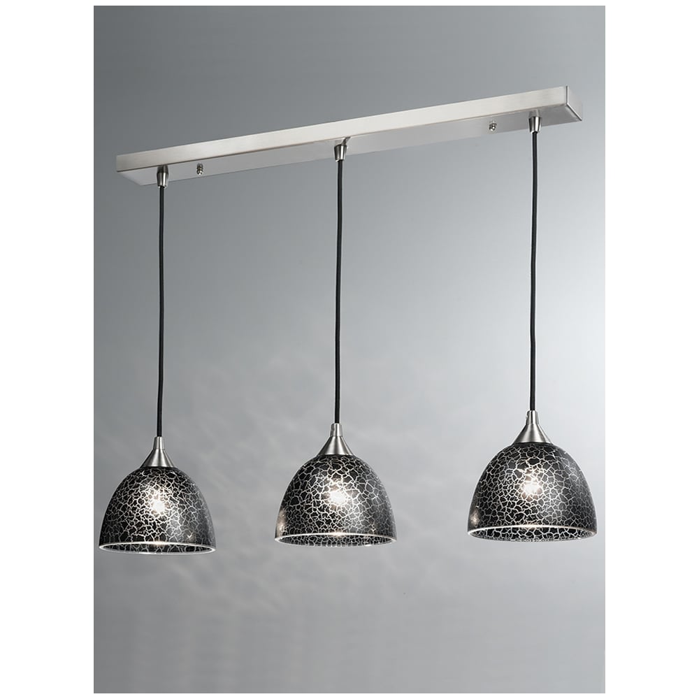 FL2290/3/952 Vetross 3 Light Ceiling Bar Pendant in Black Crackle