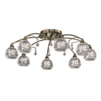 FL2296/8 8 Light Bronze, Crystal Semi Flush Ceiling Light