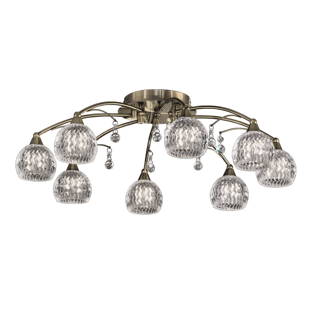 FL2296/8 8 Light Bronze, Crystal Semi Flush Ceiling Light