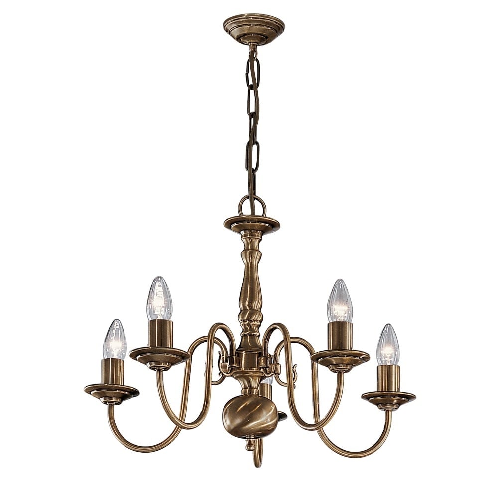 PE7935 Halle 5 Light Bronzed Brass Flemish Chandelier