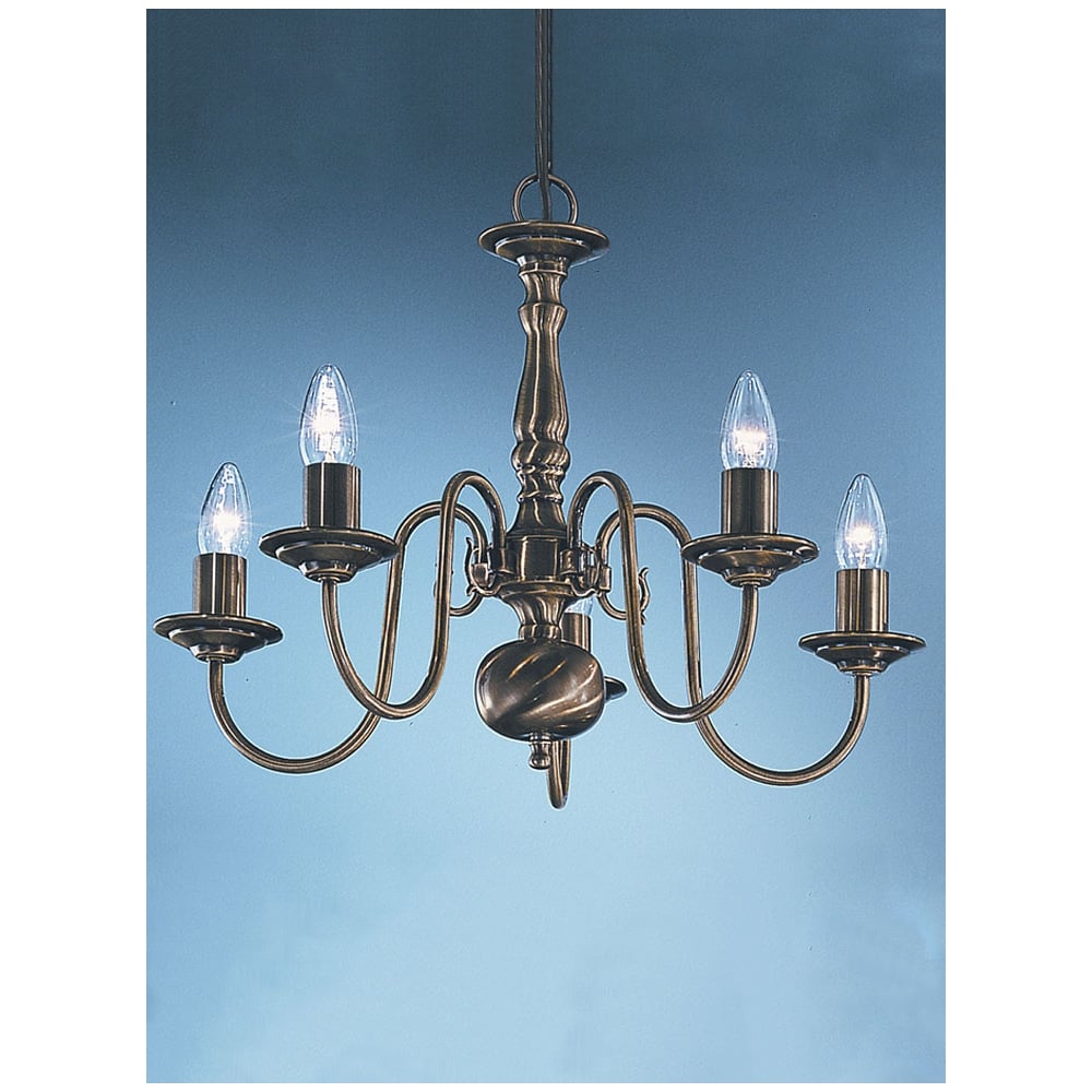 PE7935 Halle 5 Light Bronzed Brass Flemish Chandelier