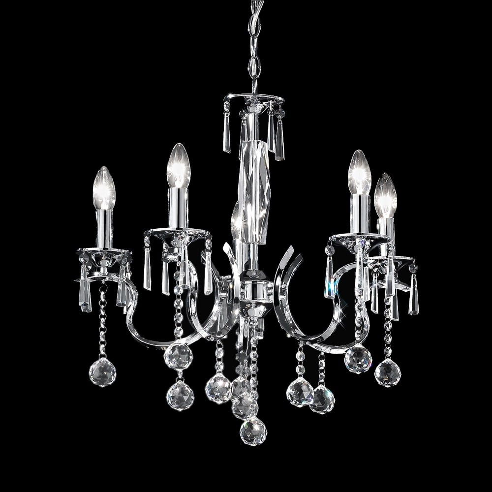 FL2155/5 Chrome and Crystal Ceiling Light