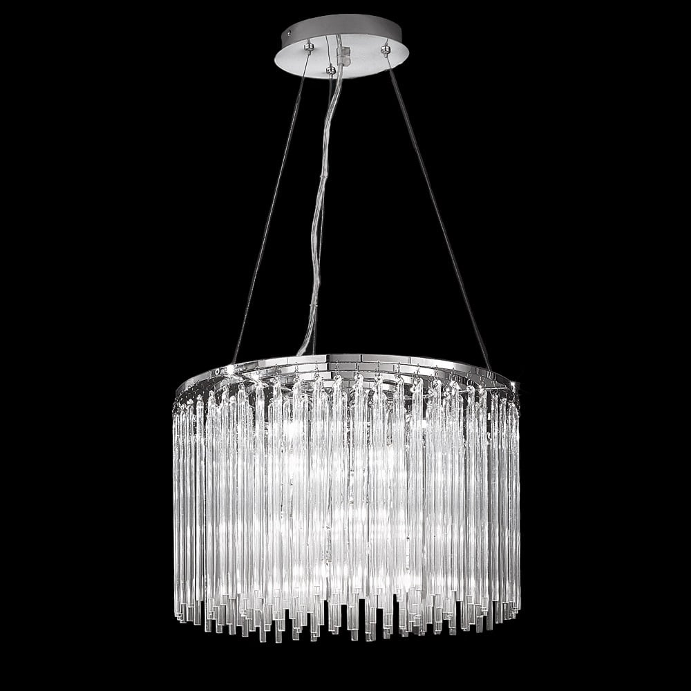 FL2094/9  9 Light Glass Rod Ceiling Pendant