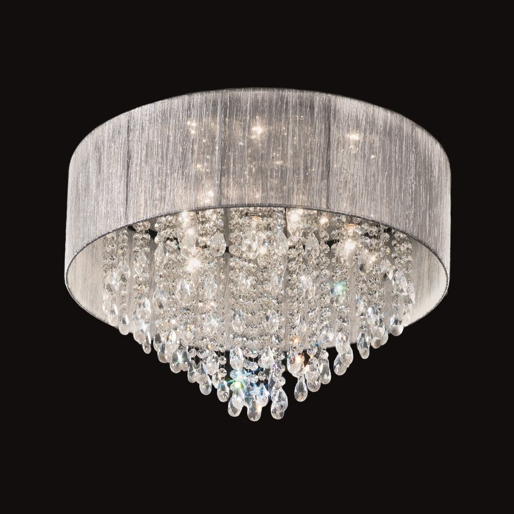 F2281/7 Royale 7 Light Flush Chrome and Crystal Ceiling Light