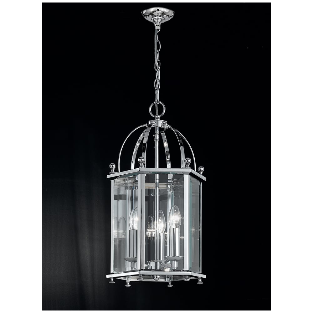 Madison 3 Light  Chrome Hexangonal Lantern