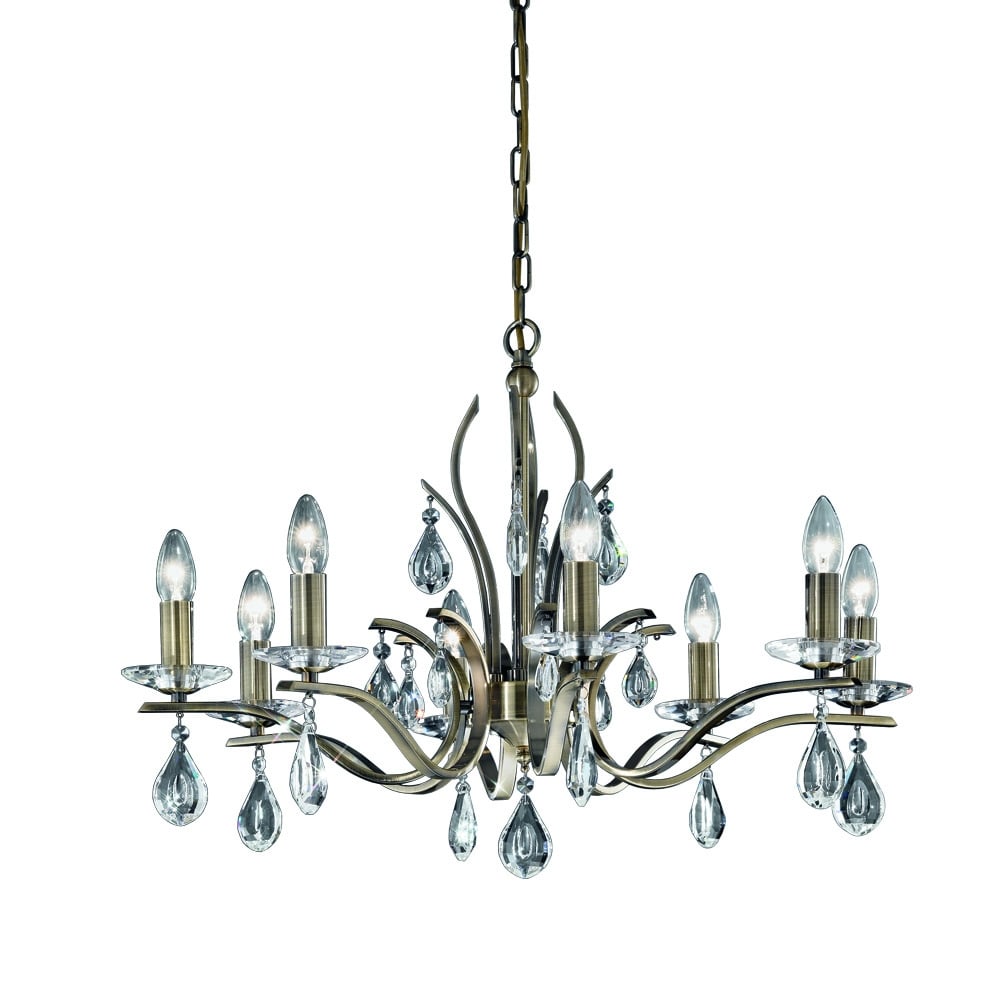 F2299/8 8 Light Bronze and Crystal Chandelier