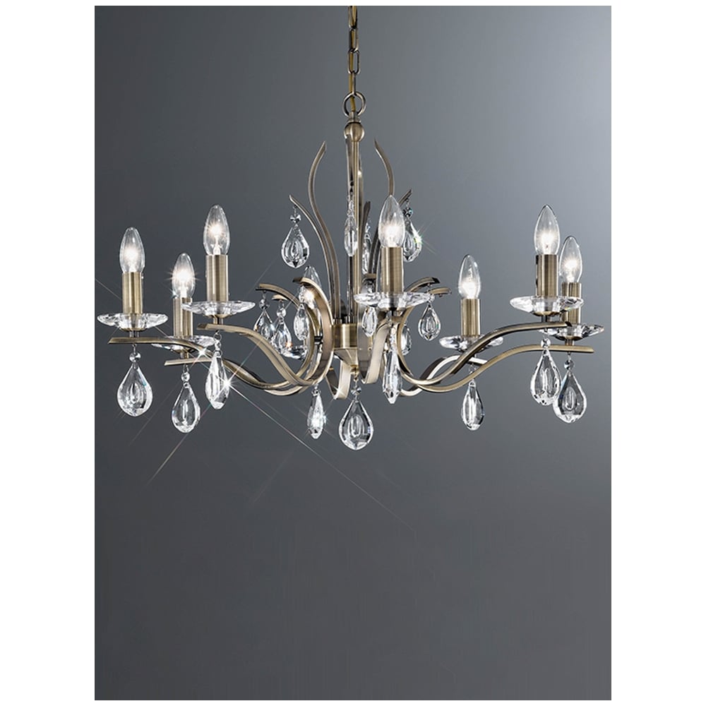 F2299/8 8 Light Bronze and Crystal Chandelier