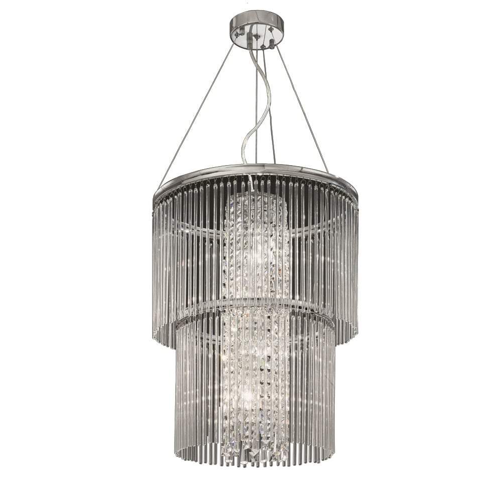 F2310/4 4 Light Crystal Tiered Ceiling Pendant