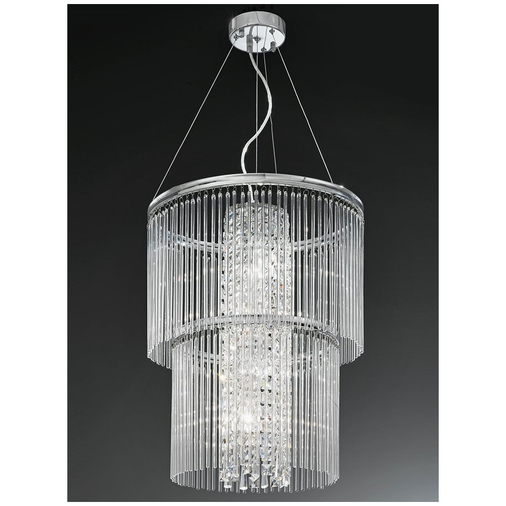 F2310/4 4 Light Crystal Tiered Ceiling Pendant