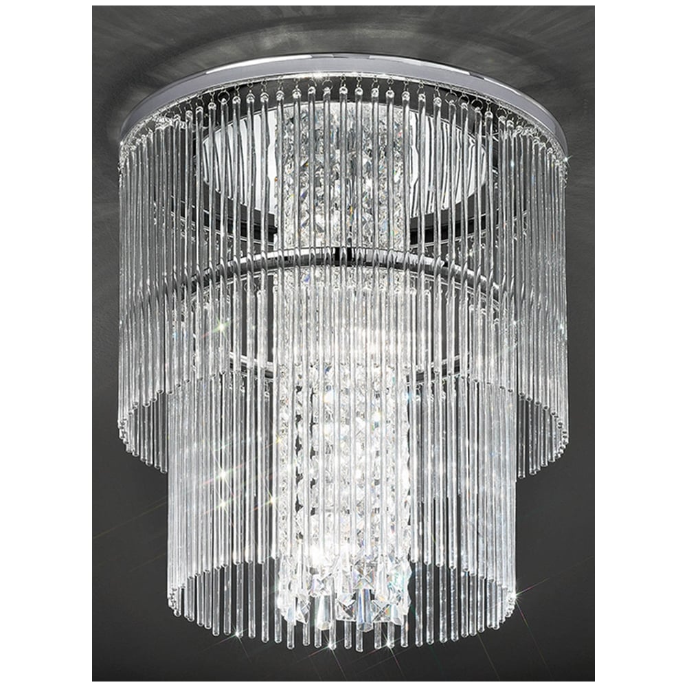 FC5725 Tiered Crystal Flush Ceiling Light