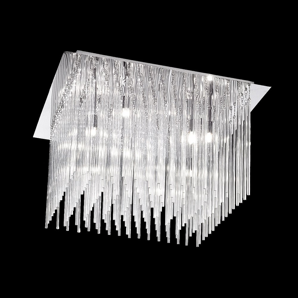 FL2093/10  10 Light Large Glass Rod Flush