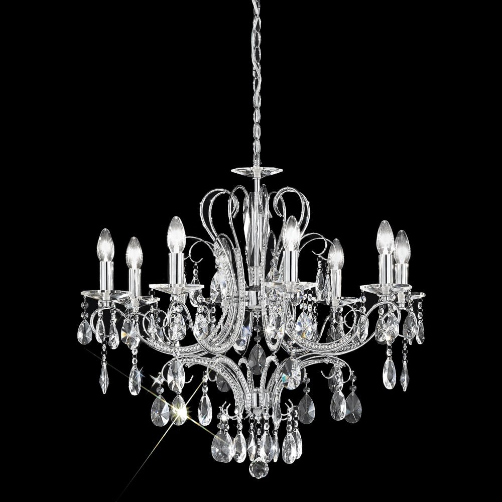FL2156/8 Brocade, 8 Light Chrome Ceiling Light