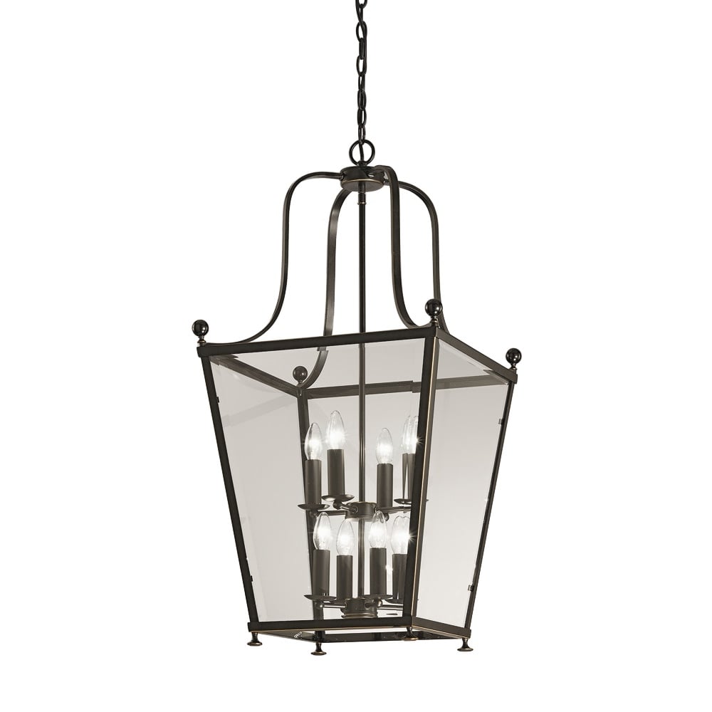 8 Light Bronze Square Ceiling Lantern