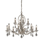 FL2298/12 12 Light Satin Nickel and Crystal Chandelier