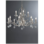 FL2298/12 12 Light Satin Nickel and Crystal Chandelier