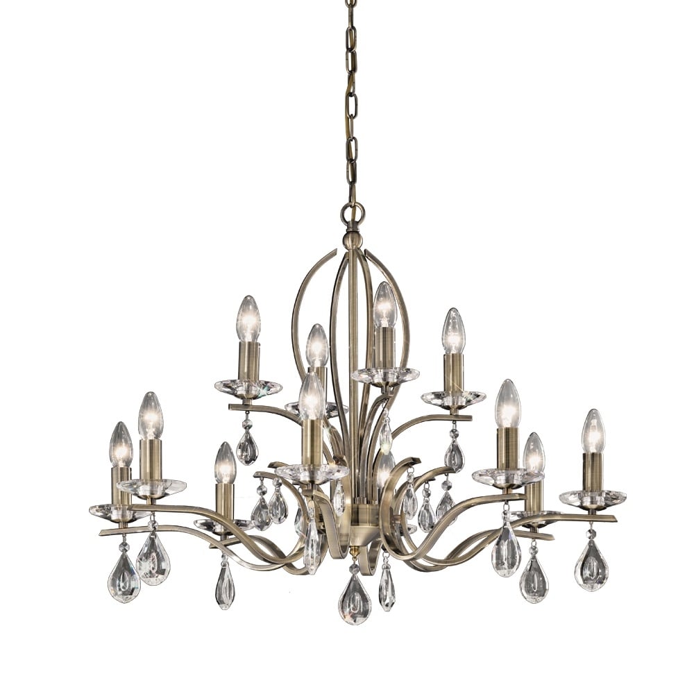 FL2299/12 12 Light Bronze and Crystal Chandelier